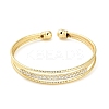Brass Micro Pave Clear Cubic Zirconia 3-Line Open Cuff Bangles for Women BJEW-M312-06G-2