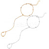 2Pcs 2 Colors Alloy Satellite Chains Finger Ring Bracelets for Women BJEW-CY0001-09-1