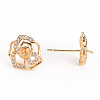 Brass Micro Pave Clear Cubic Zirconia Stud Earring Findings KK-S356-239-NF-3