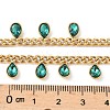 304 Stainless Steel Rhinestone Teardrop Tassel Twisted Chain Necklaces for Women NJEW-V010-01G-02-2