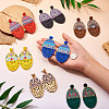7 Pairs 7 Styles Wood Stud Earrings EJEW-TA0001-51-6