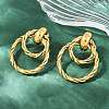 304 Stainless Steel Twist Double Ring Dangle Stud Earrings EJEW-K268-30G-3