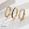 3Pcs Hollow Out 304 Stainless Steel Micro Pave Clear Cubic Zirconia with Enamel Finger Rings FS-WGFDE09-06-2