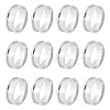 Unicraftale 12Pcs Stainless Steel Grooved Finger Ring Settings STAS-UN0038-94C-1