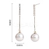 Clear Cubic Zirconia Tassel with Imitation Pearl Dangle Stud Earrings JE1050A-2
