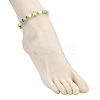 Dyed Synthetic Turquoise Starfish & Natural Flower Amazonite Chip Beaded Anklets with 304 Stainless Steel End Chains AJEW-AN00733-03-3