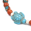 2Pcs Synthetic Ocean White Jade & Synthetic Turquoise Turtle Beads Stretch Bracelets for Women Men BJEW-JB13640-4