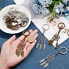  12Pcs 2 Colors Woven Net/Web with Feather Pendant Alloy Keychain KEYC-NB0001-58-3