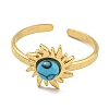 Ion Plating(IP) 304 Stainless Steel Synthetic Turquoise Cuff Rings G-Z056-01G-04-2
