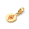 Flat Round with Star 304 Stainless Steel Rhinestone & Enamel Pendant Decorations STAS-I331-08G-2