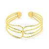 Rack Plating Brass Multi-Strand Open Cuff Bangles for Women BJEW-P322-03G-2