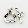 Tibetan Style Alloy Heart Toggle Clasps PALLOY-J471-27AS-1