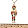 Alloy Enamel Christmas Nutcracker Pendant Necklaces NJEW-L048-01G-01-5