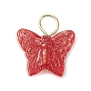 Spray Painted Glass Butterfly Pendants PALLOY-JF03847-02-3