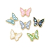 Rack Plating Brass & Shell Butterfly Charms with Epoxy Resin KK-K380-02G-1