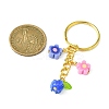 Flower Glass & Polymer Clay Pendant Keychain KEYC-JKC00639-01-3
