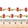 304 Stainless Steel Enamel Red Cherry Link Chain Necklaces for Women NJEW-K249-23P-5