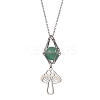 Natural Green Aventurine Interchangeable Holder Pendant Necklace for Women NJEW-JN04631-01-1