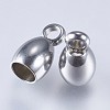 Tarnish Resistant 201 Stainless Steel Cord Ends STAS-F145-02P-8x4mm-2
