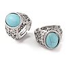 Oval Synthetic Turquoise Cuff Rings RJEW-B107-12AS-01-1