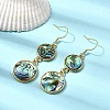 Brass Natural Abalone Shell Dangle Earrings EJEW-F388-01F-G-2