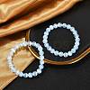 Dyed Natural Selenite Round Beaded Stretch Bracelets for Women G-U005-02G-1