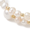 Natural Cultured Freshwater Pearl & Brass Beaded Bangles for Women BJEW-JB13342-2