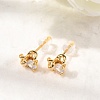 Brass Micro Pave Clear Cubic Zirconia Stud Earring EJEW-C158-15A-G-2