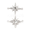 Brass Micro Pave Clear & Black Cubic Zirconia Connector Charms KK-E068-VB041-1
