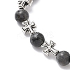 Natural Larvikite Round Beads Stretch Bracelets BJEW-JB12343-03-4