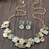 Flat Round & Oval & Square Zinc Alloy Enamel Pendant Necklaces & Stud Earrings Sets WG42338-05-1