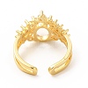 Clear Cubic Zirconia Oval Open Cuff Ring RJEW-I095-01G-3
