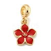 Rack Plating Alloy Enamel Flower European Dangle Charms FIND-B034-55G-08-1