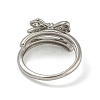 Bowknot Brass Micro Pave Clear Cubic Zirconia Double Rings RJEW-Z050-26P-4