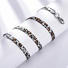 304 Stainless Steel Leopard Print Flat Snake Chain Necklaces for Women NJEW-A044-02B-P-01-2