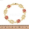 Brass Micro Pave Clear Cubic Zirconia Link Bracelets for Women BJEW-H209-05G-7