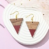 Resin & Walnut Wood Triangle Dangle Earrings EJEW-JE05505-01-3