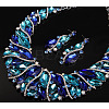 Alloy Rhinestone Pendant Necklaces & Teardrop Stud Dangle Earring Sets for Women WG99E9F-03-3