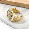 Brass Micro Pave Clear Cubic Zirconia Cuff Rings for Women RJEW-U041-06G-3
