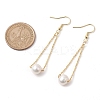Natural Cultured Freshwater Pearl Beads with Brass Dangle Earrings X-EJEW-JE05757-3