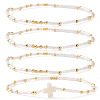 4Pcs Bohemian Summer Cross & Glass Seed Bead Beaded Stretch Bracelet Sets BE5944-6-1