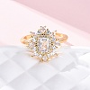 Brass Micro Pave Clear Cubic Zirconia Cuff Rings for Women RJEW-A062-03G-4