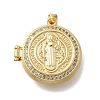 Brass Micro Pave Clear Cubic Zirconia Locket Pendants KK-D431-031D-G-1
