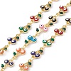 Handmade Eco-friendly Brass Enamel Cherry with Evil Eye Link Chain CHC-E025-26G-1