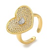 Rack Plating Brass Micro Pave Cubic Zirconia Cuff Finger Rings for Women RJEW-C114-17G-1