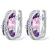 Platinum Teardrop Brass Micro Pave Cubic Zirconia Hoop Earrings FS-WG54F4B-02-2