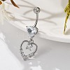 Alloy Crystal Rhinestone Dangle Curved Barbell Belly Rings LS-AJEW-R007-04P-06-5