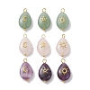 9Pcs 9 Styles Natural Green Aventurine & Rose Quartz & Amethyst Pendants PALLOY-JF02576-1