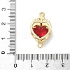 Brass with Glass Dark Red Sacred Heart Connector Charms KK-L253-27G-04-3