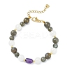 Natural Labradorite &  Amethyst & White Jade Beaded Bracelets for Women BJEW-JB13619-2